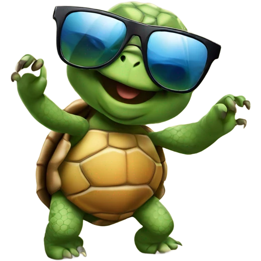 tortoise with sunglasses dancing with dog emoji
