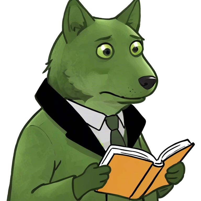 Wolf wearing a coat and philosophy  emoji