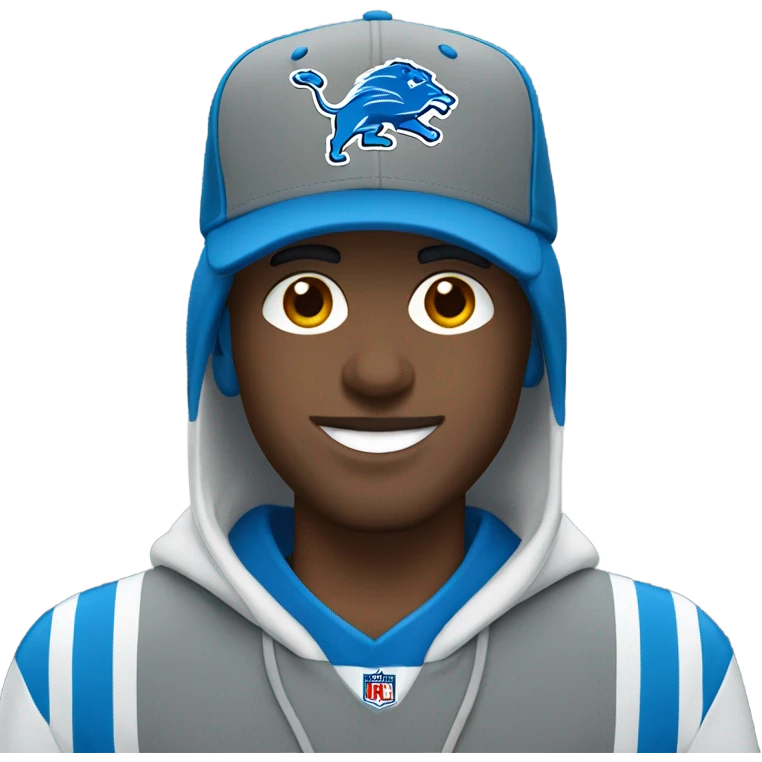 White male wearin a Detroit lions hat emoji