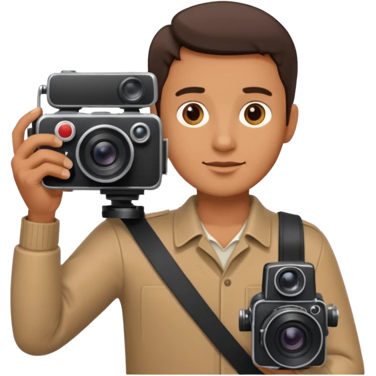 man hold film Camera ,on his shoulder emoji