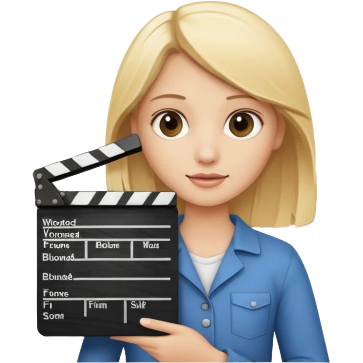 Blonde girl with film clapboard emoji