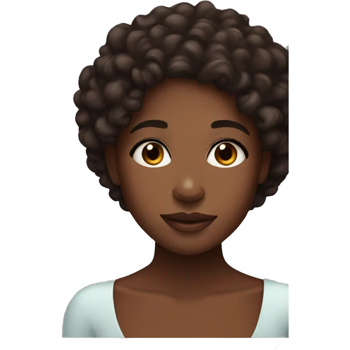 Medium black girl, with curly hair, brown eyes and freckles doing skincare  emoji