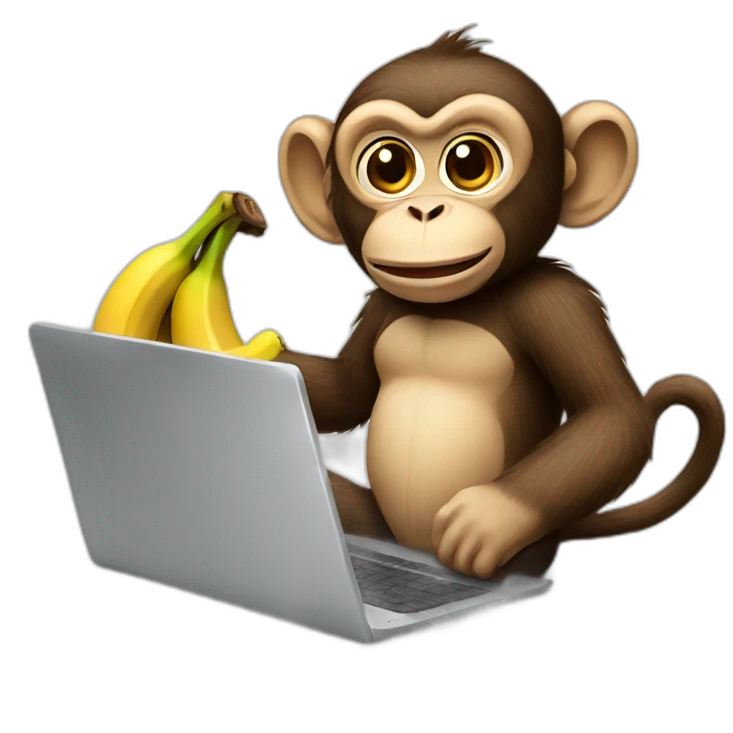 Monkey with laptop and banana emoji