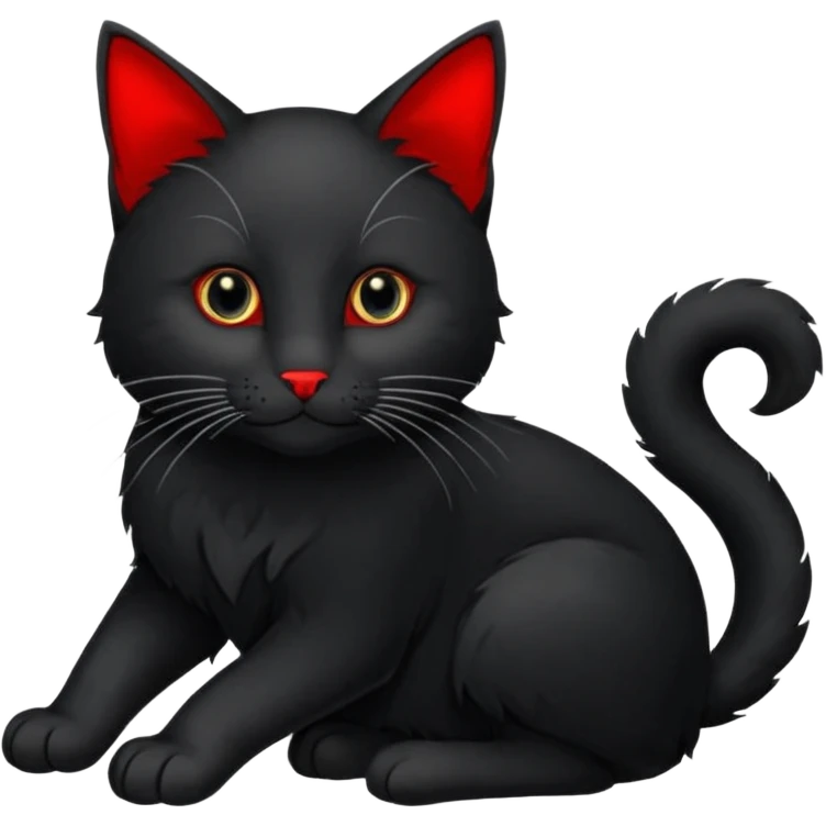 черный кот с бриллиантовым волшебным шаром и красной бабочкой, стиль 1 emoji