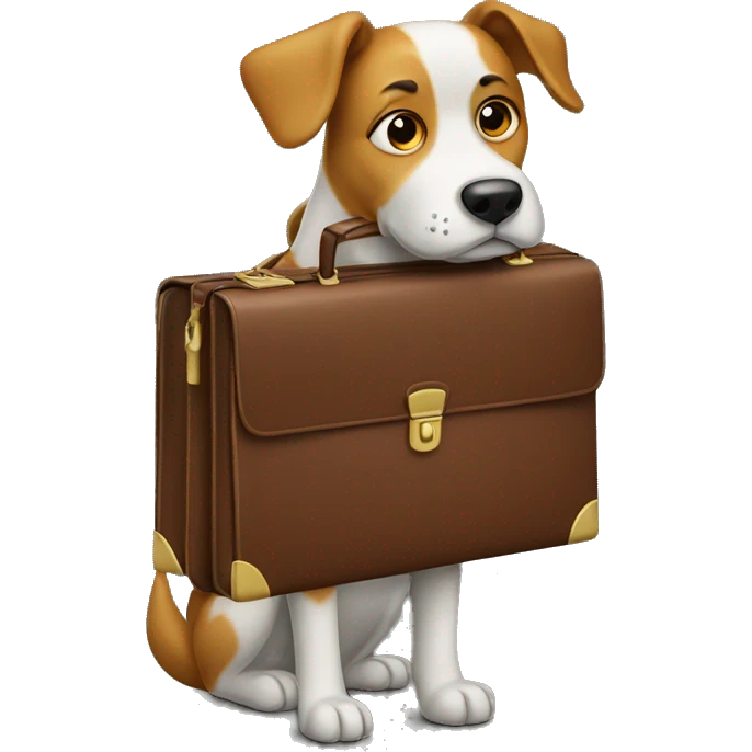 dog holds briefcase emoji
