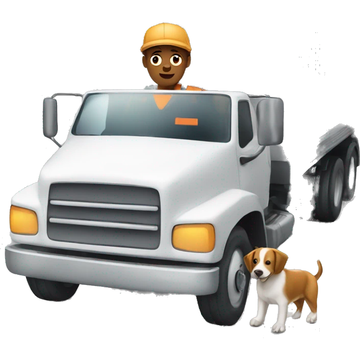 Truck with dog driver emoji