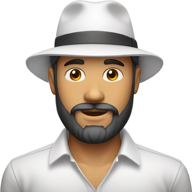 homem branco com barba grande e boné emoji