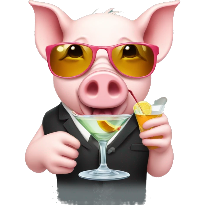 Pig drinking a martini  emoji