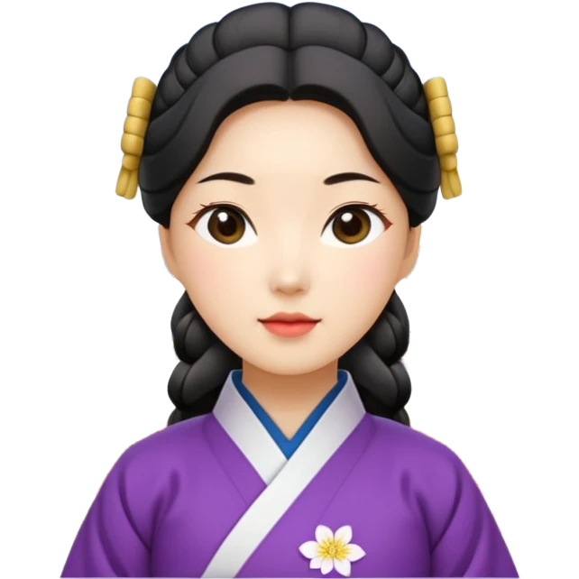 50's korean woman in front of a palace in seould emoji