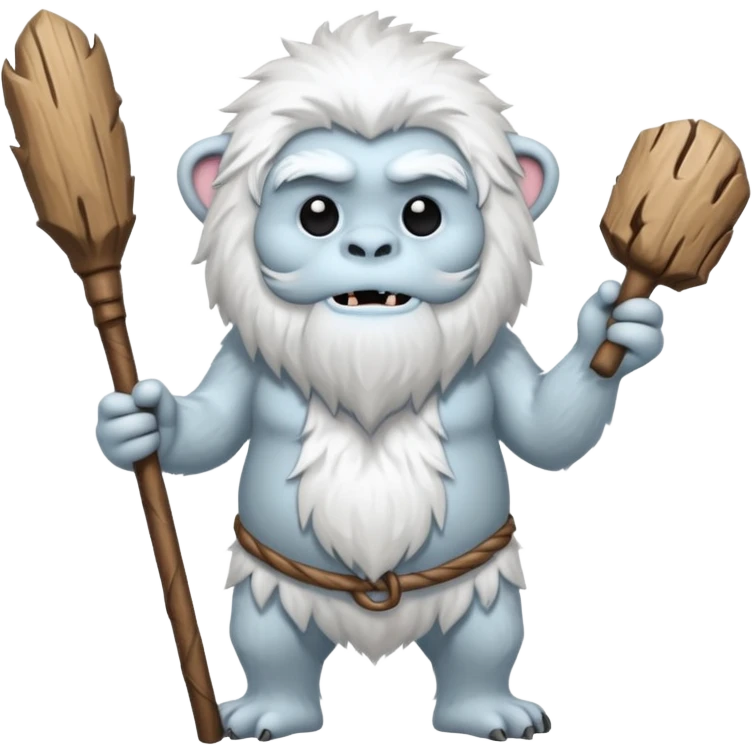 yeti, carrying a stick emoji