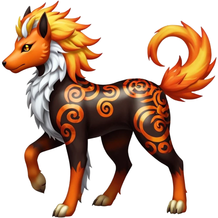 Shiny Exotic Gothic Rapidash-Houndoom-Arcanine-Pokémon-Fakémon-hybrid-creature emoji