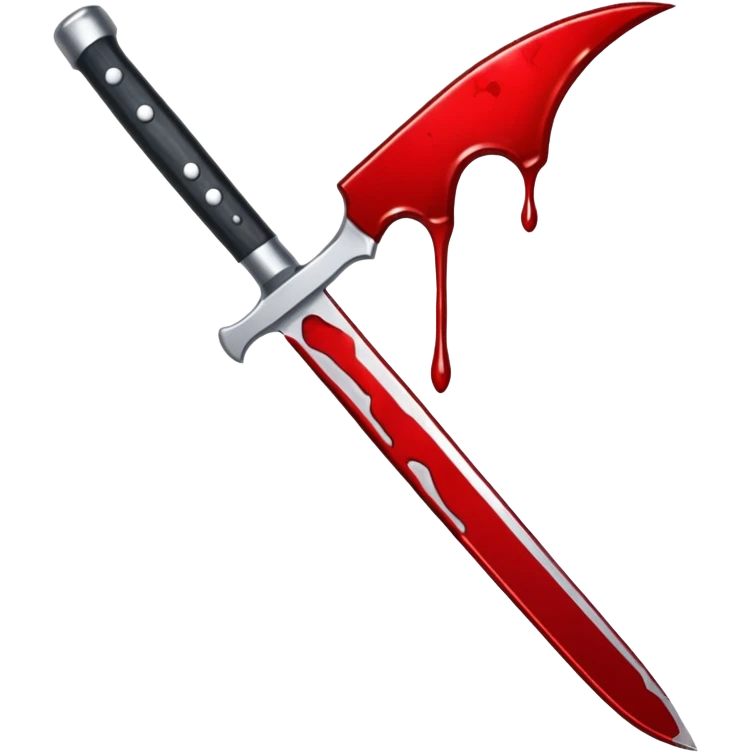 A blood dripping knife pointed to the left, in the style of your bleeding skull art emoji