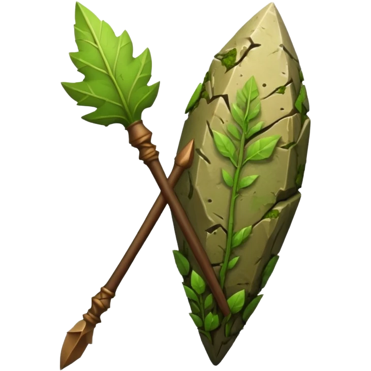 earth elemental spear with leaves emoji