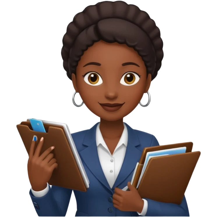 a financier black skin girl with a portfolio emoji