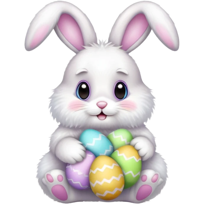 Easter bunny with colorful eggs emoji