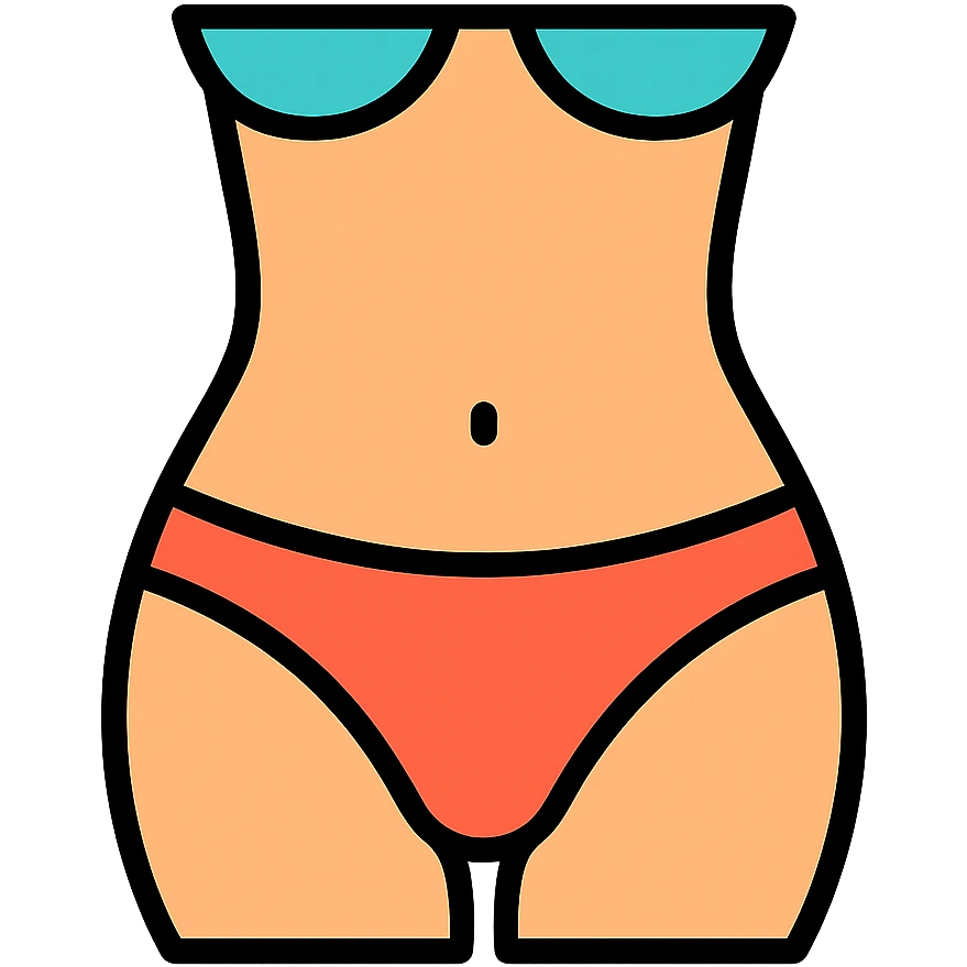 colored icon of a female belly, simple and clear emoji