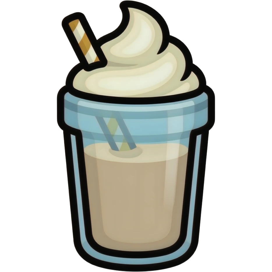 thick black outline, milkshake  emoji, thick black outline, simple cartoon emoji