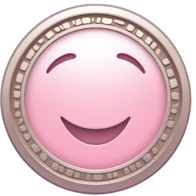pinkish light blue Coin that is a currency with a happy face emoji