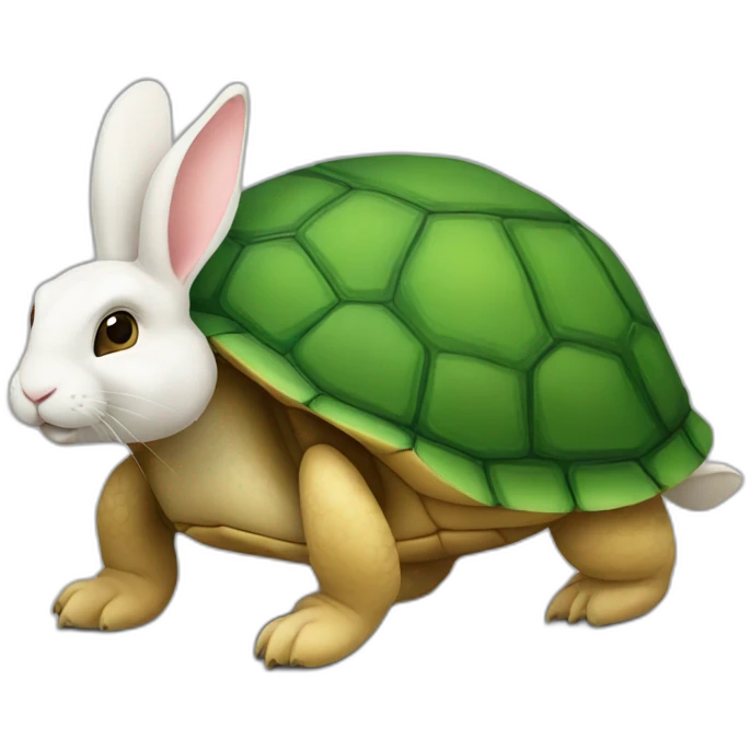 Lapin sur un tortue emoji