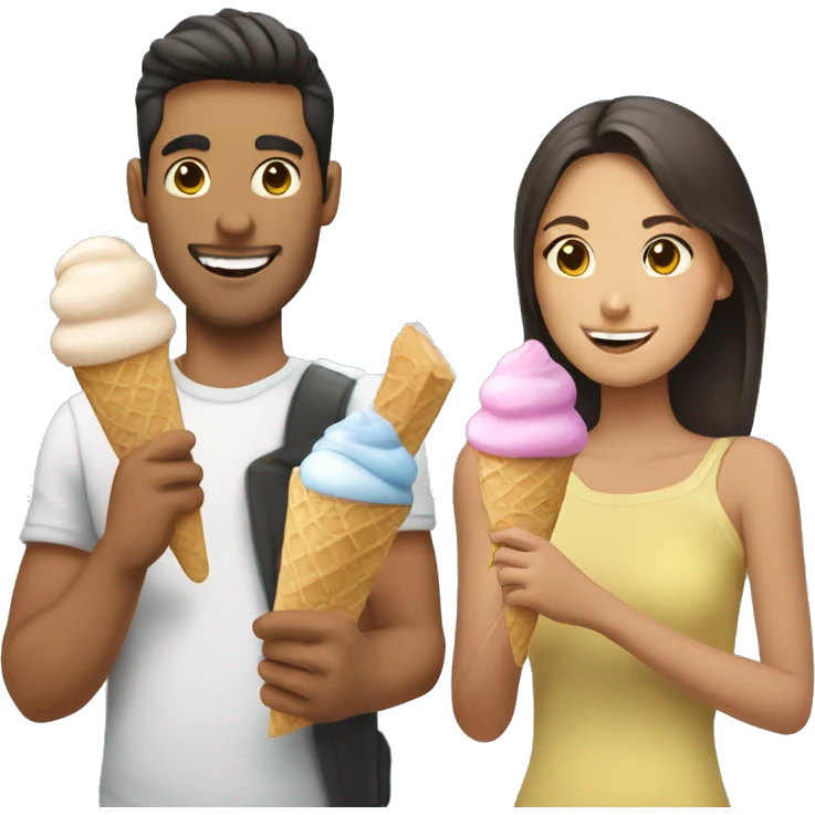Argentine guy and Filipina girl couple eating ice cream bars emoji