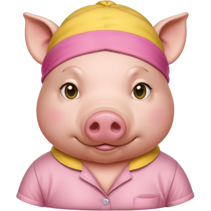 a pig with yellow sleep mask and wearing shirt emoji