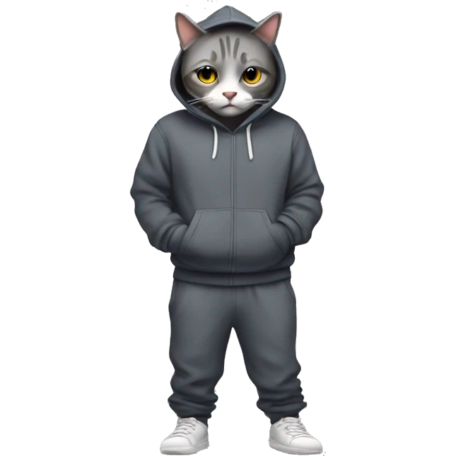 Cat in sweat pants and a hoodie emoji