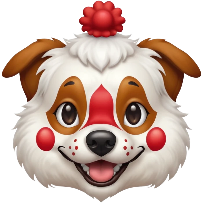 Dog clown with painted nose, half body emoji