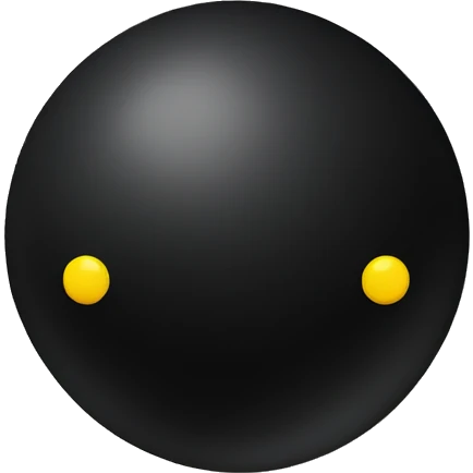 dark black rubber ball with only two yellow dots emoji