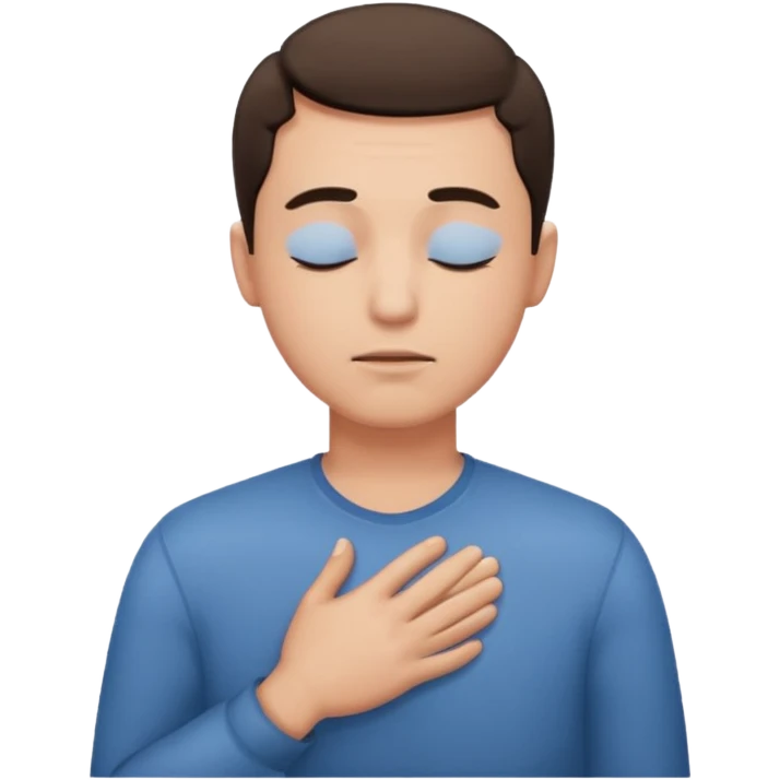 una mano en pecho ojos cerrados hombre emoji