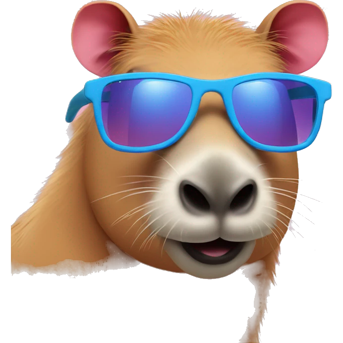 Pink Capybara with blue feet using sunglasses emoji