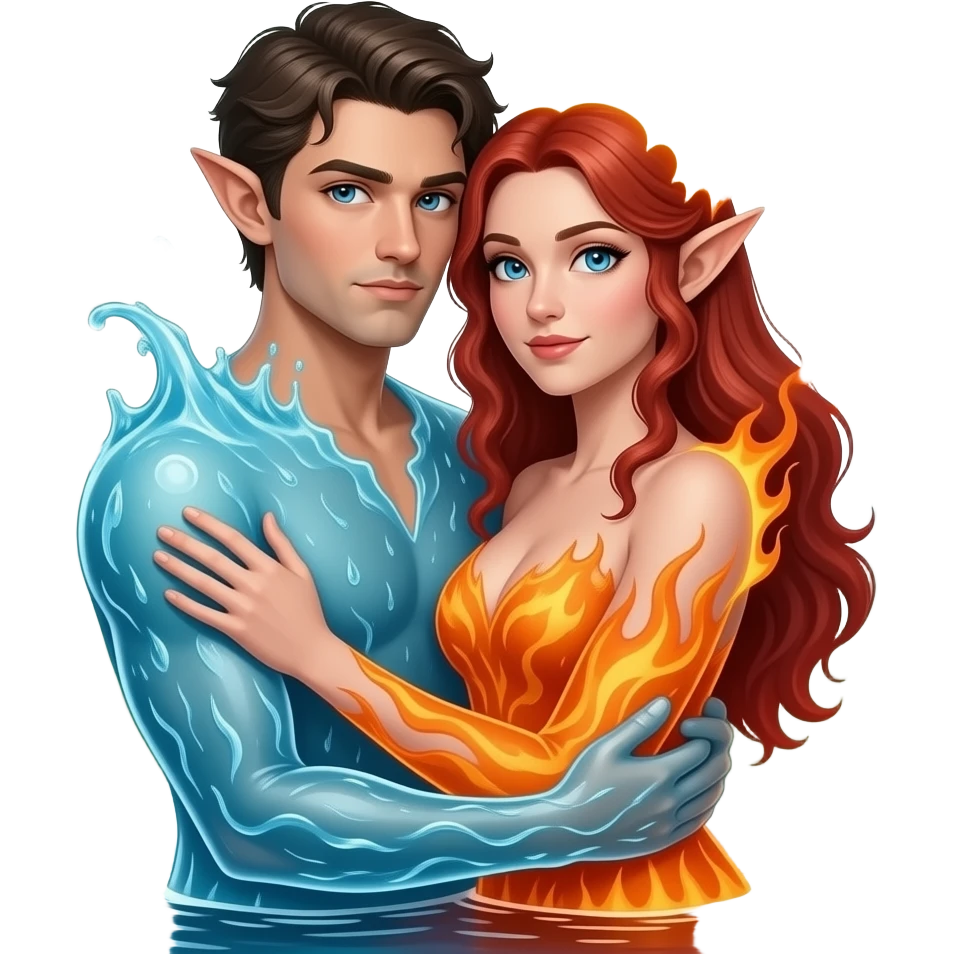Elfen man en vrouw. Zijn als water en vuur  maar completely verstrengeld in een mystery bos emoji