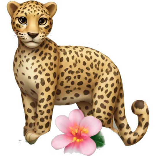 leopard with a flower emoji