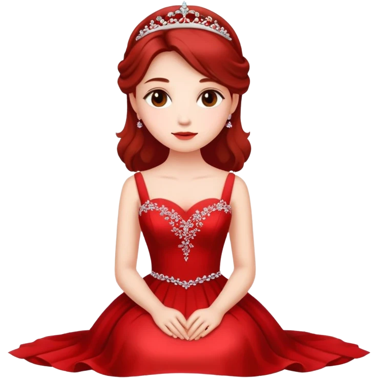 A beautiful girl wearing a red wedding dress sitting emoji