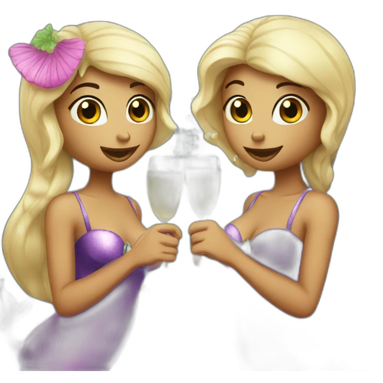 Two mermaids drinking champagne  emoji