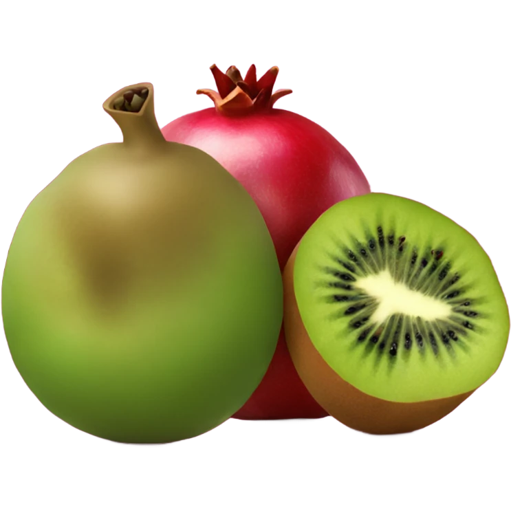 one kiwi and one pomegranate close to each other emoji