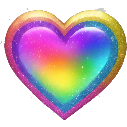rainbow heart with sparkle, neon, bright, colorful emoji