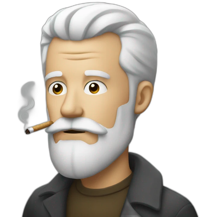 A man with a beard and white hair is smoking emoji