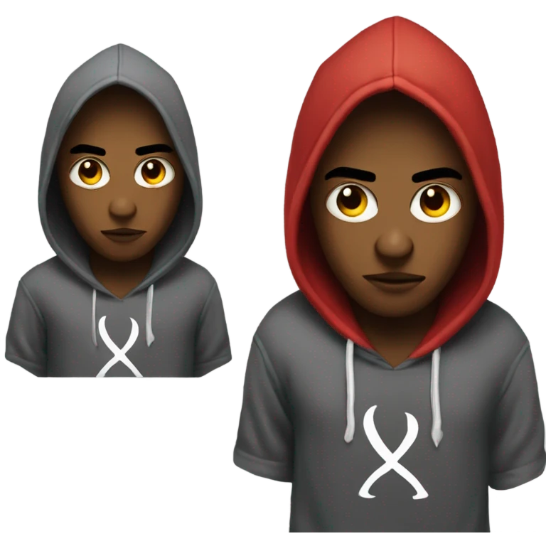 a young hustler (Devil) in hoodie with evil pound sign eyes sitting head downemoji
 emoji