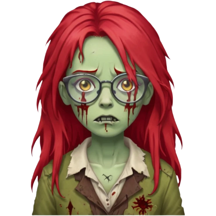 crowned woman zombie with glasses and red hair  emoji