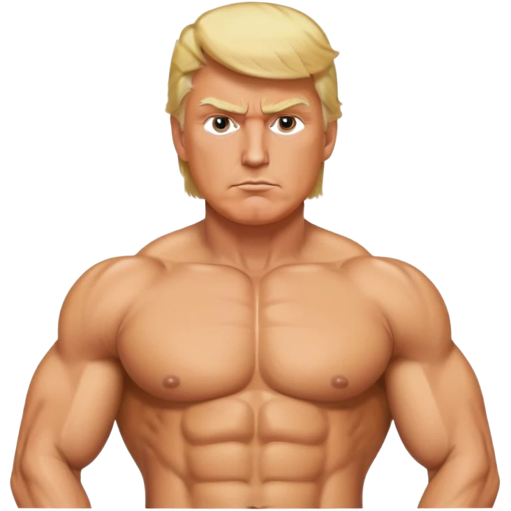 Donald Trump with six pack abs, muscular figure, blonde hair emoji