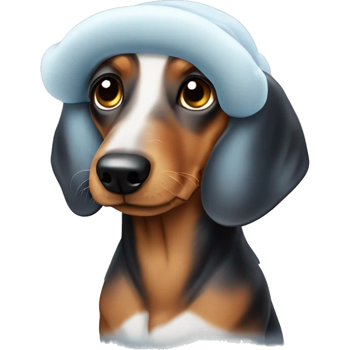 Frigid cold ice daschund emoji