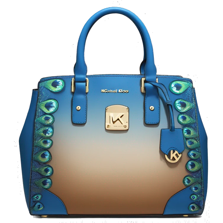 Realistic peacock blue color to tan  ombre michael kors satchel purse. emoji