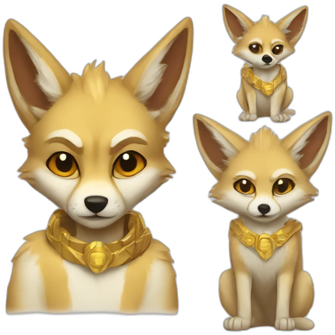 Jackal with gold furr hug grumpy fennec fox emoji