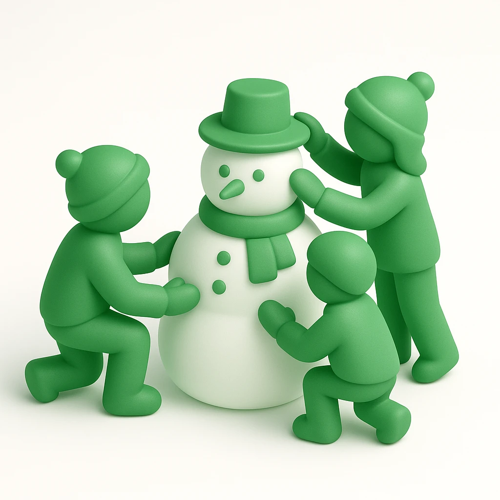 people making a snowman emoji