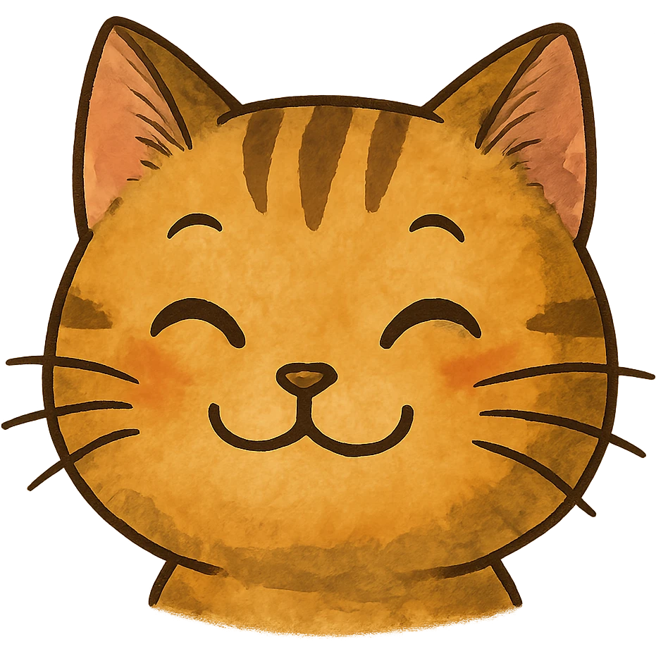 A cute cat emoji in the style of Ghibli. emoji