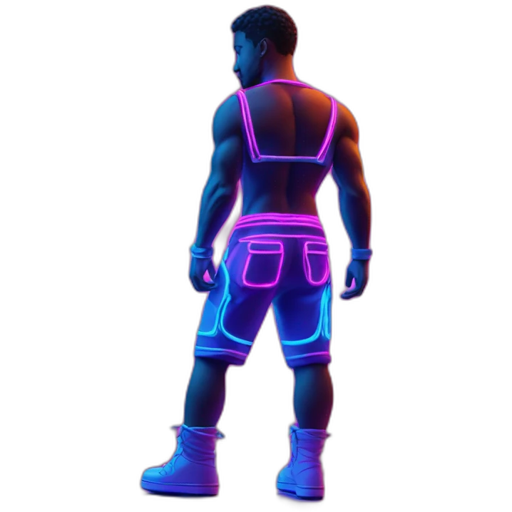 Juicy booty neon sign style man emoji