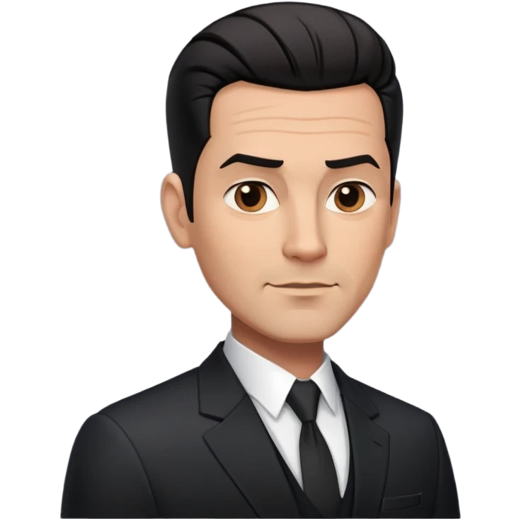 Good-looking robust man in his 40s with light brown skin tone, short slicked back straight black hair with fade haircut, strong square face, approachable TV host expression, black blazer with white buttoned shirt emoji