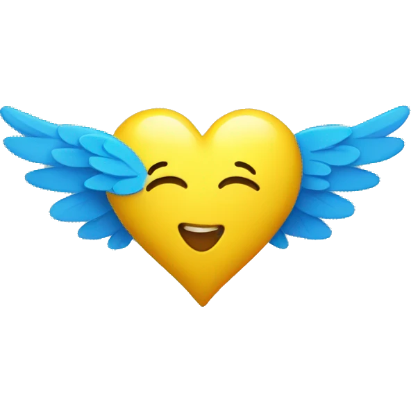 yellow heart with blue wings emoji
