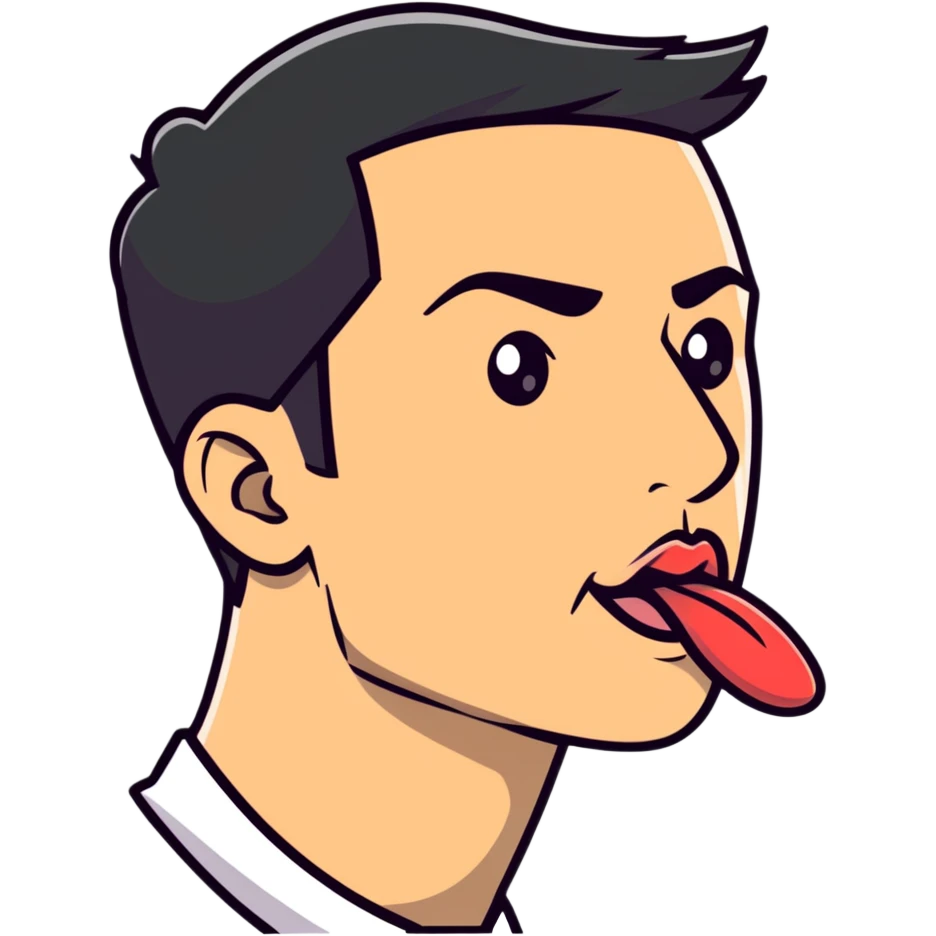 profile view of a man sticking his tongue out emoji