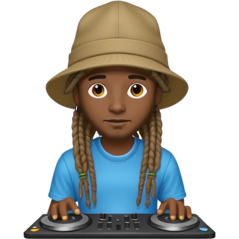 dreadlocks, DJ with wide-brim cap emoji